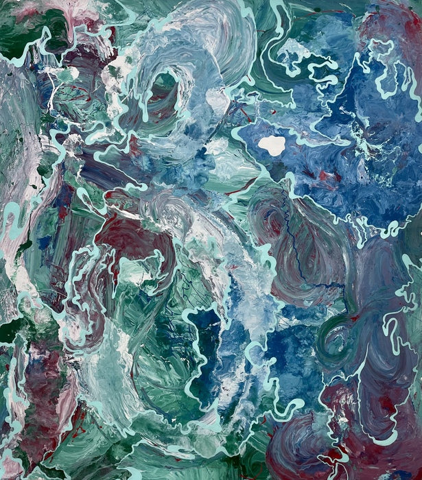 Rhythm, 2023, enamel paint on paper, 47 x 40.75 in. / 119.38 x 103.5 cm.