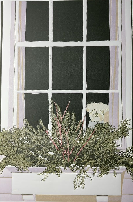 Robby, 2023, reduction linocut, 18 x 12 in. / 45.72 x 30.48 cm.