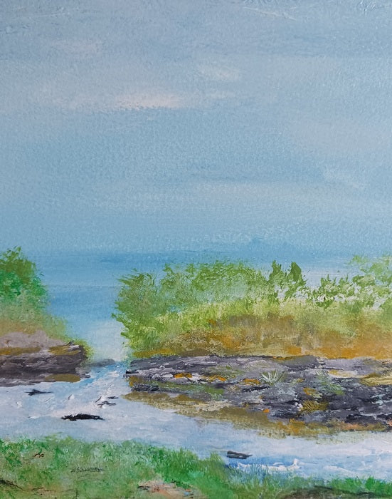 Rocky Inlet, 2023, acrylic on paper, 8 x 8 in. / 20.32 x 20.32 cm.