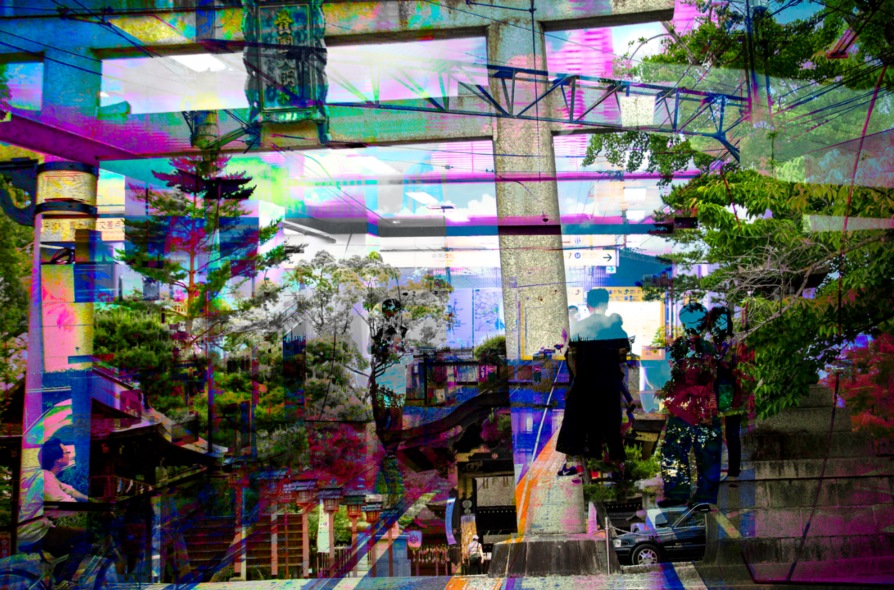 Destination Unknown (Peaceful), 2024, digital photo collage, 30 x 45 in. / 76.2 x 114.3 cm.