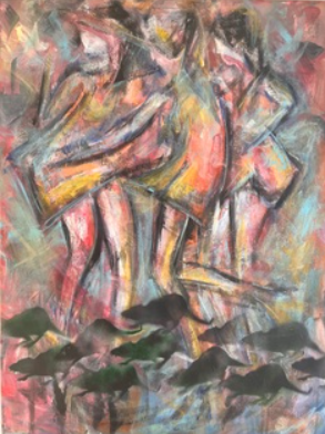 Ladies Night and the Garbage Strike, 2024, acrylic on canvas, 30 x 40 in. / 76.2 x 101.6 cm.