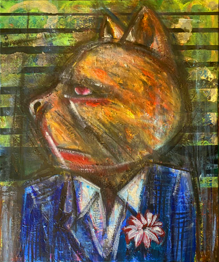 Little Kitty Presents, 2024, acrylic on canvas, 24 x 30 in. / 60.96 x 76.2 cm.