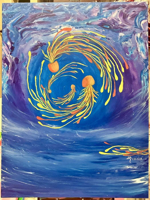Searching, 2024, acrylic on canvas, 40 x 30 in. / 101.6 x 76.2 cm.