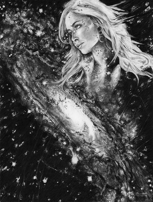 Somewhere in the Night - Andromeda, 2023, graphite pencil on paper, 20 x 16 in. / 50.8 x 40.64 cm.