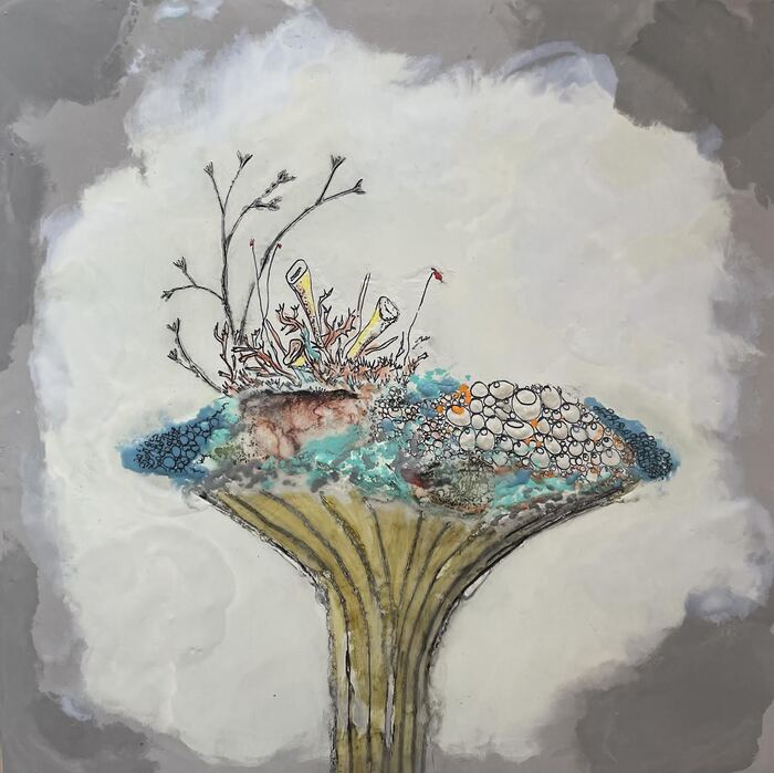 Space Garden, 2023, mixed media, 12 x 12 in. / 30.48 x 30.48 cm.