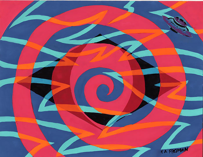 Spiraling the Black Diamond, 2023, watercolor on paper, 12 x 16 in. / 30.48 x 40.64 cm.