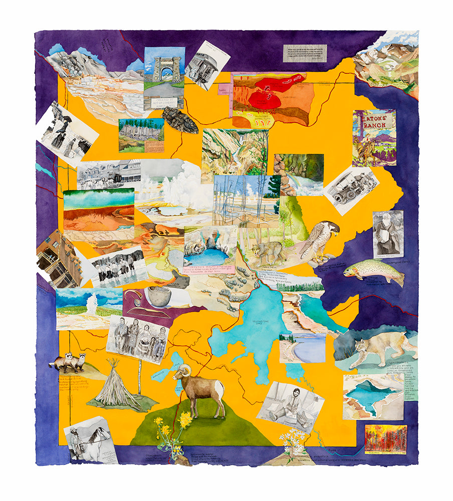 Sublime (Yellowstone National Park), 2022, watercolor with mixed media on paper, 48 x 44 in. / 121.92 x 111.76 cm.