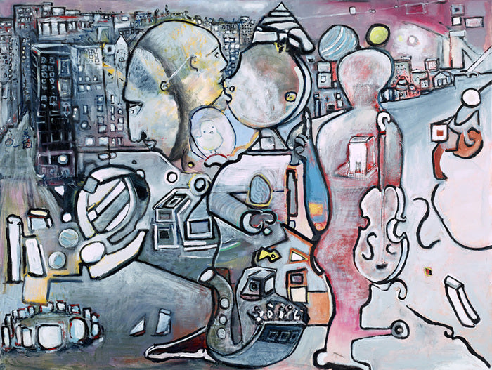 Taking The Fork, 2024, oil on canvas, 34 x 40 in. / 13.3 x 15.7 cm.