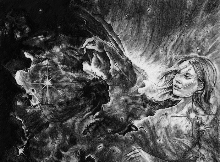 The Call - NGC 6357 in Scorpius, 2022, graphite pencil on paper, 16 x 20 in. / 40.64 x 50.8 cm.