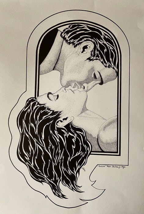 The Kiss, 1987, pen and ink, 24 x 18 in. / 60.96 x 45.72 cm.