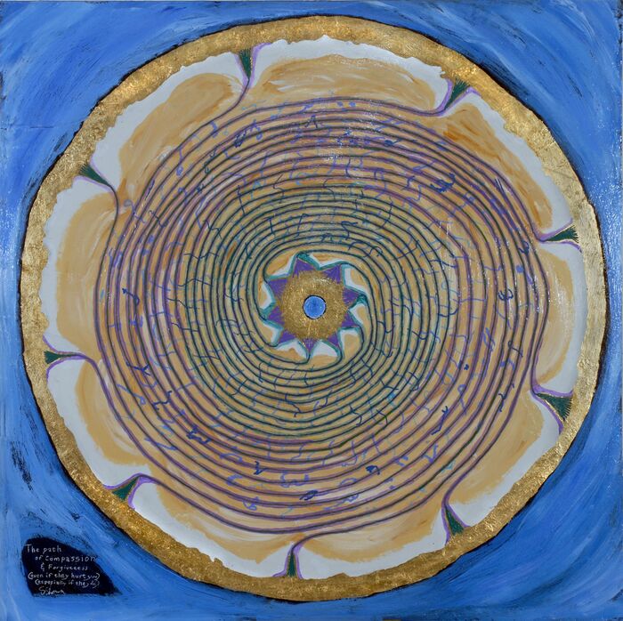 The Path of Compassion and Forgiveness, 2023, acrylic, 36 x 36 in. / 91.44 x 91.44 cm.