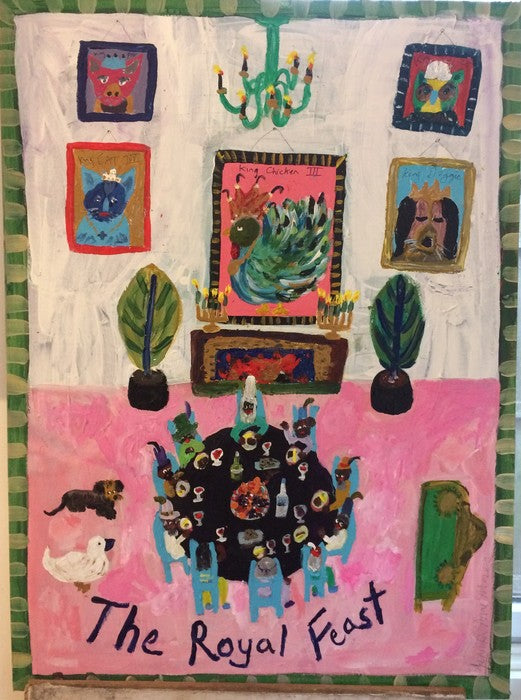 The Royal Feast, 2016, mixed media on board, 30 x 22 in. / 76.2 x 55.88 cm.