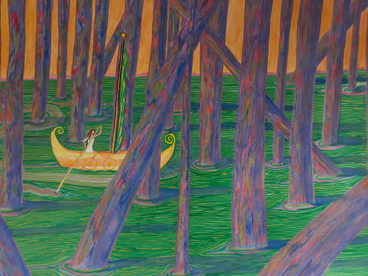 Uncertain Destinations, 2025, mixed media, 22 x 30 in. / 55.88 x 76.2 cm.