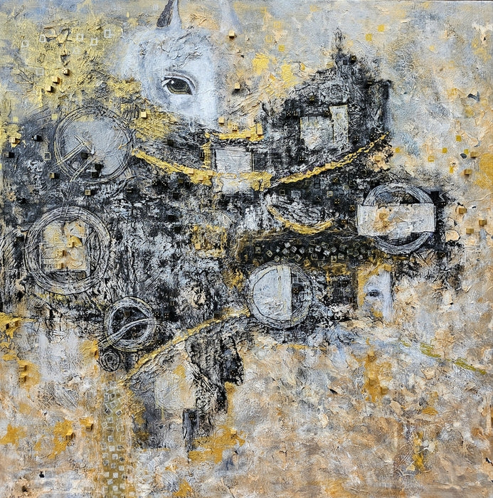 Unlocked Identify 2, 2024, mixed media, 39 x 39 in. / 100 x 100 cm.