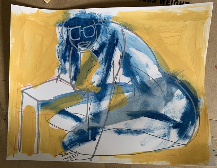 Untitled Figure Drawing, 2020, mixed media, 11 x 8.5 in. / 27.94 x 21.59 cm.