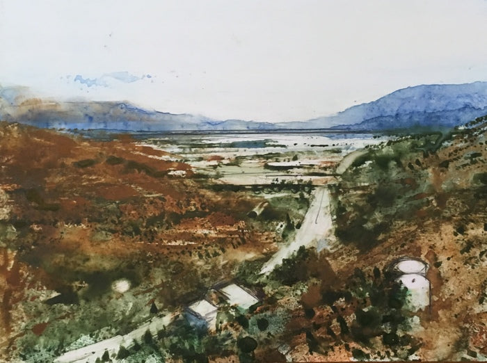 View Toward Prescott, 2019, watercolor on yupo, 5 x 7 in. / 12.7 x 17.78 cm.