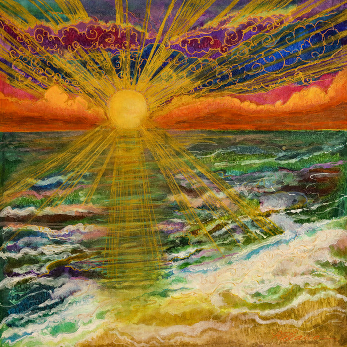 Walkin' on Sunshine, 2024, silk painting, 24 x 24 in. / 60.96 x 60.96 cm.