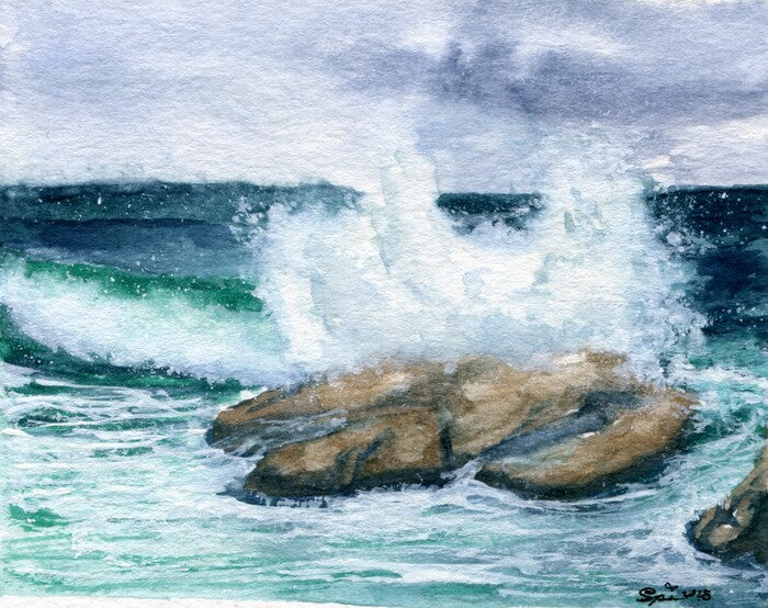 Waves, 2025, watercolor and gouache on cold press, 4 x 5 in. / 10.16 x 12.7 cm.