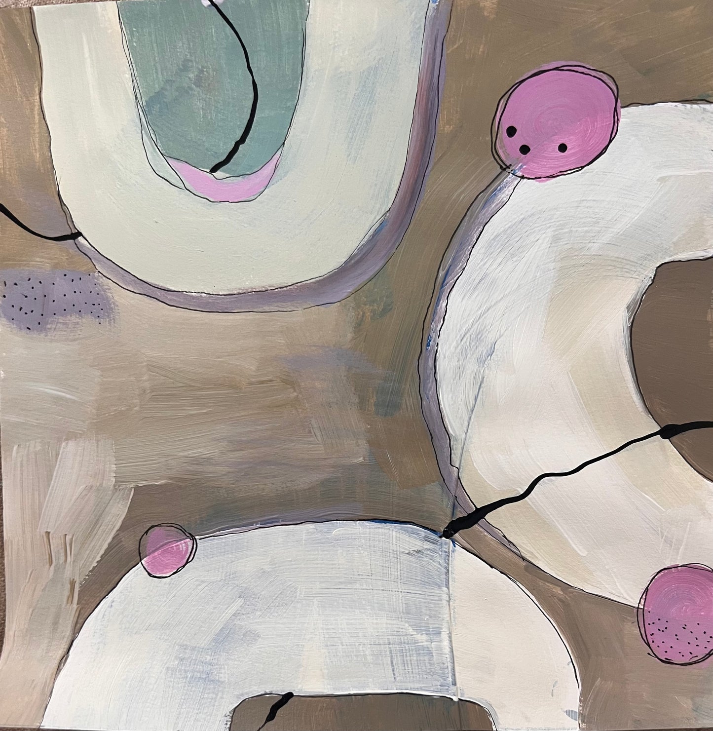 When I'm in the Loop, 2025, acrylic on paper, 8 x 8 in. / 20.32 x 20.32 cm.