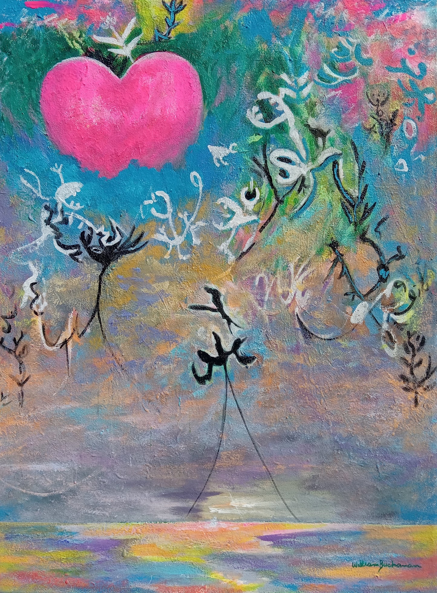 Attack Upon the Guardians of Memory No.5, 2024, acrylic and sand on canvas, 48 x 36 in. / 121.92 x 91.44 cm.