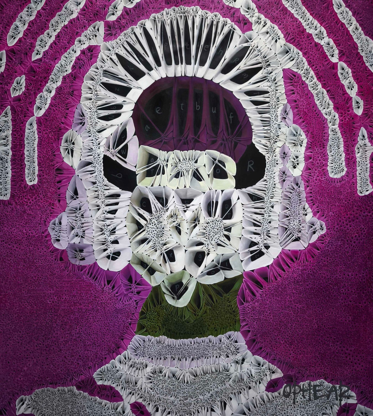 You Wear a Mask for So Long You Forget Who You Were Beneath It, 2026, oil on canvas, 39 x 43 in. / 100 x 111 cm.