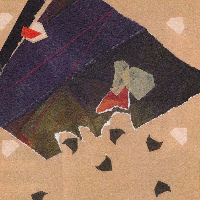 Random Thoughts, 2024, collage, 5 x 5 in. / 12.7 x 12.7 cm.