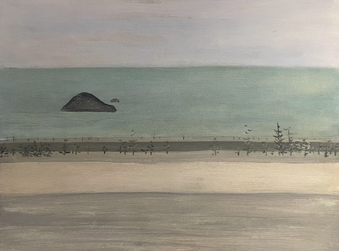 An Island, 2022, oil on board, 18 x 24 in. / 45.72 x 60.96 cm.