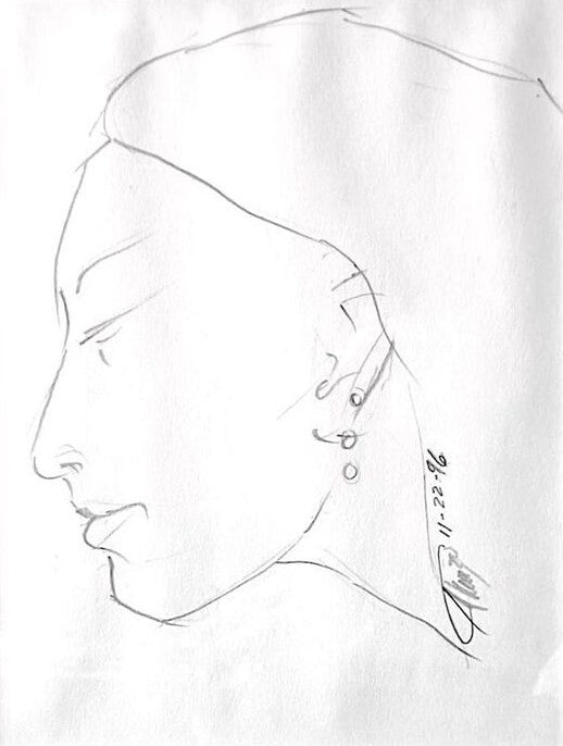 Asian Dancer, 1996, graphite, 17.5 x 21 in. / 44.45 x 53.34 cm.