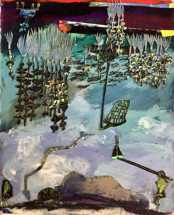 A Problem of Astrodynamics, 2018, mixed media on paper, 22 x 18 in. / 55.88 x 45.72 cm.