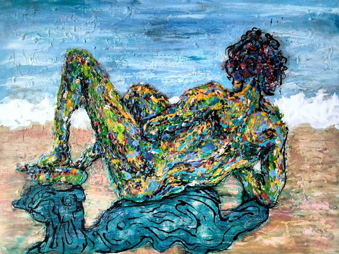 Beach Bum, 2022, mixed media on canvas, 18 x 24 in. / 45.72 x 60.96 cm.