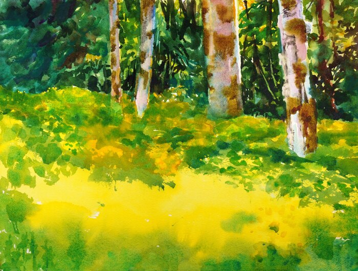 Bloedel Woods, 2021, watercolor on paper, 11 x 15 in. / 27.94 x 38.1 cm.