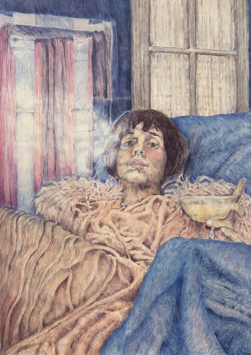 Blue Woman, 2023, colored pencil, 32 x 24 in. / 81.28 x 60.96 cm.