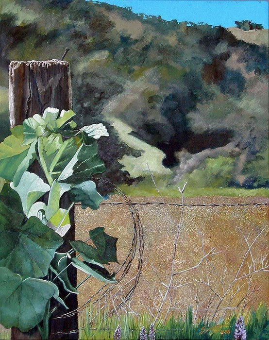 Bobwire Fence, 2000, acrylic on canvas, 20 x 16 in. / 50.8 x 40.64 cm.