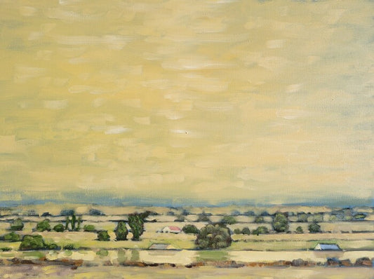 Canal, Central Valley, 2023, oil on canvas, 18 x 24 in. / 45.72 x 60.96 cm.