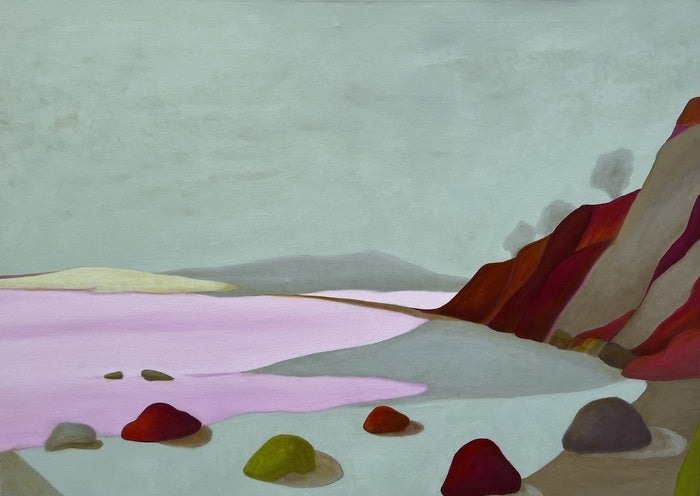 Candyland and Gumdrop Rocks, 2023, oil on canvas, 30 x 40 in. / 76.2 x 101.6 cm.