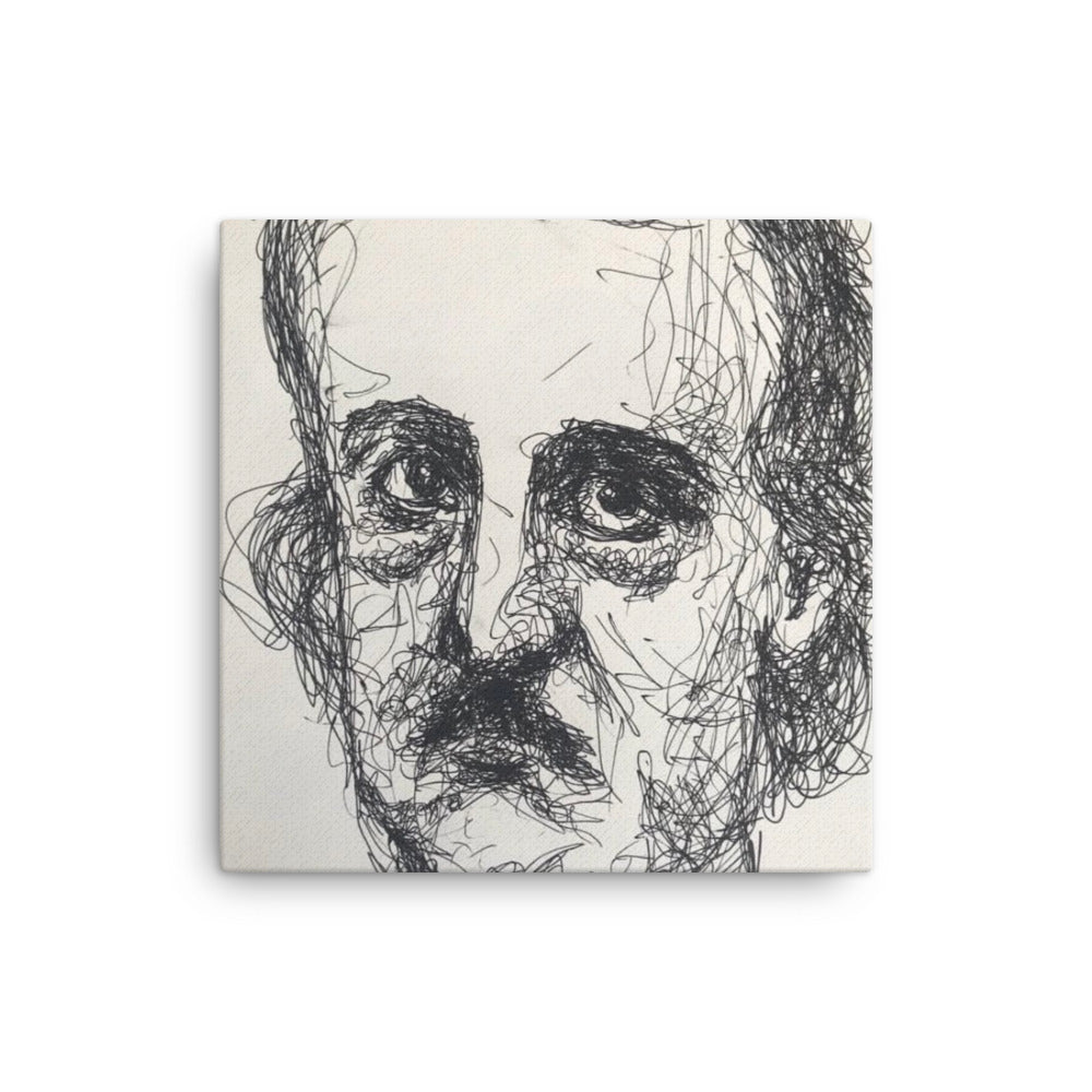 Poe, 2023, ink drawing on canvas print