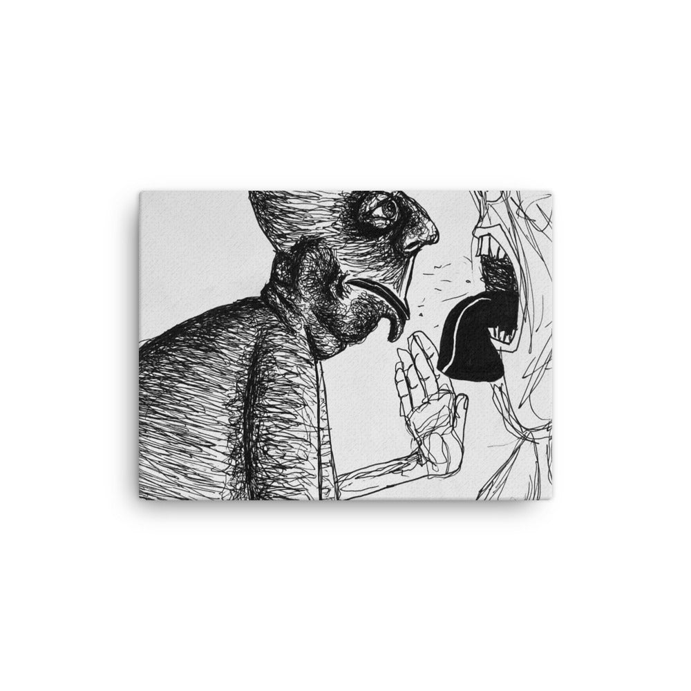 Yeller, 2023, ink drawing on canvas print