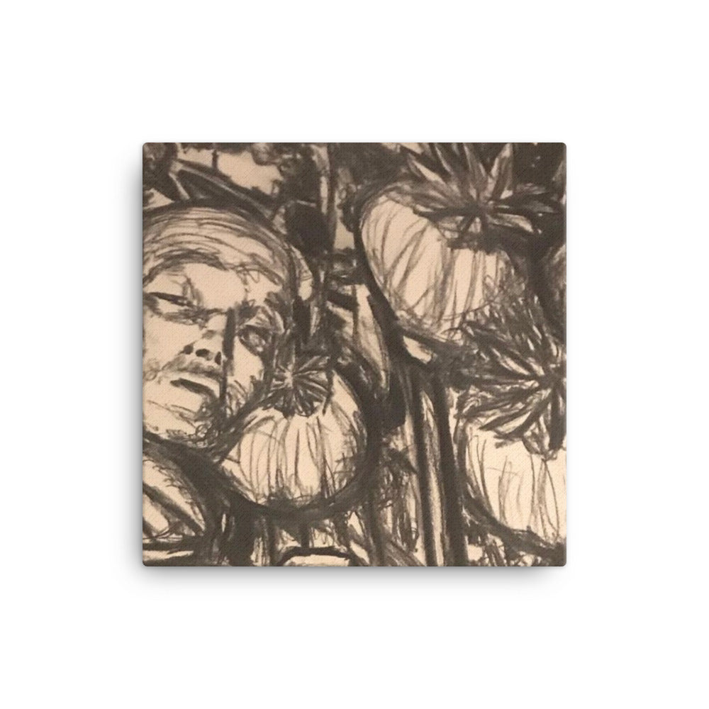 Opium Smokers, 2023, charcoal drawing on canvas print