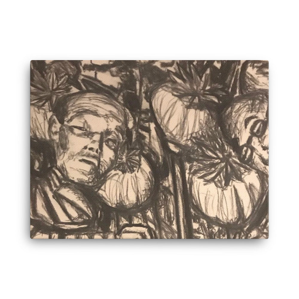 Opium Smokers, 2023, charcoal drawing on canvas print