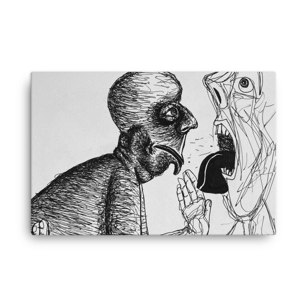 Yeller, 2023, ink drawing on canvas print