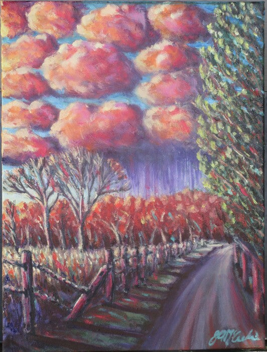 Chadds Ford Farm (November Rain), 2022, oil on canvas, 14 x 14 in. / 35.56 x 35.56 cm.