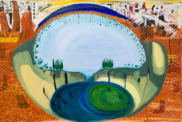 Cistern Garden, 2022, oil on linen, 36 x 57 in. / 91.44 x 144.78 cm.