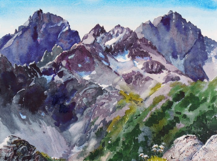 Constance and Warrior from Buckhorn Mountain, 2020, watercolor on paper, 11 x 15 in. / 27.94 x 38.1 cm.