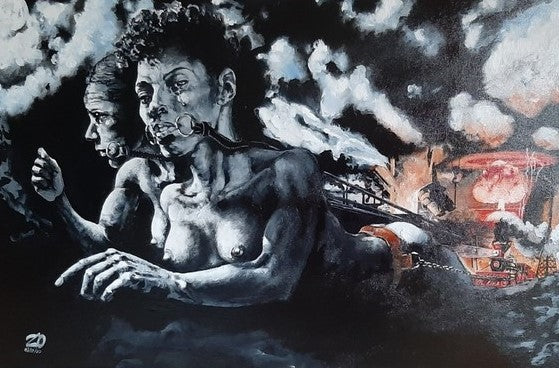 Engine To The Industrial Revolution, 2020, acrylic, 24 x 36 in. / 60.96 x 91.44 cm.