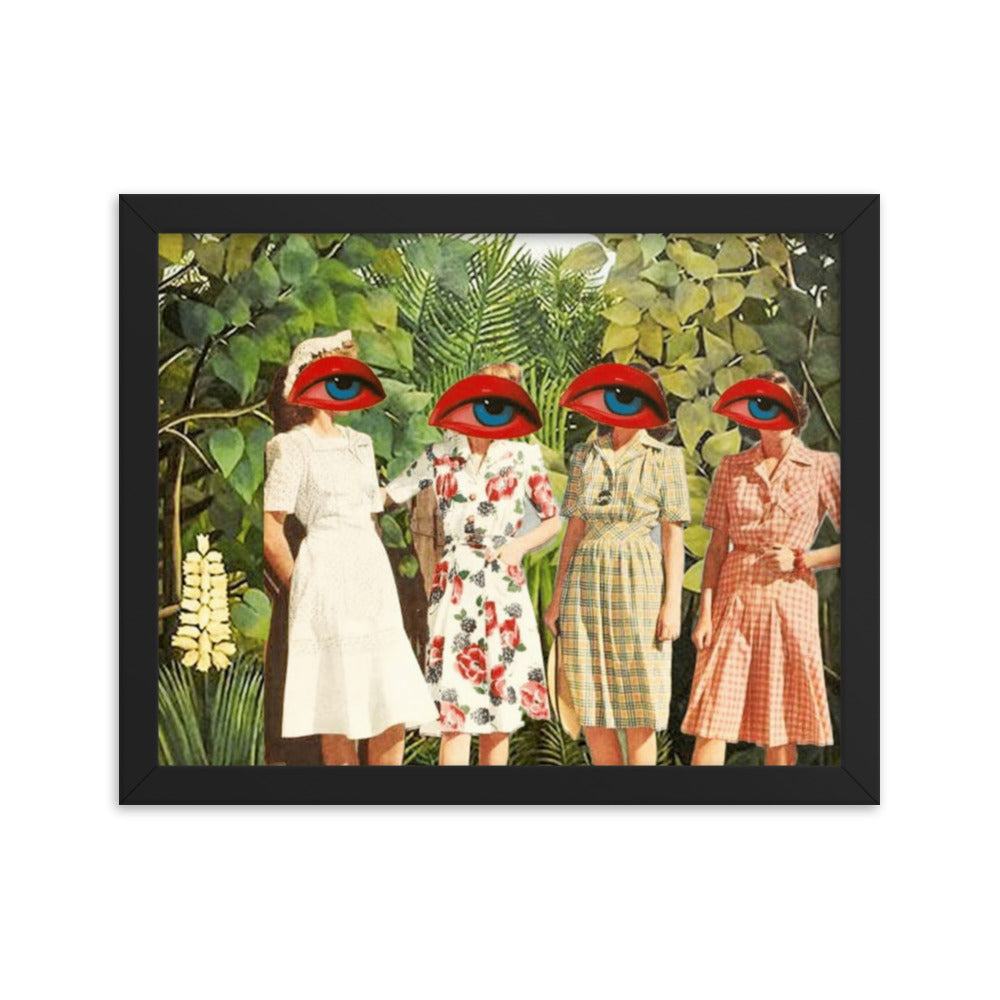 Lip Service, 2023, analog assemblage on framed paper print