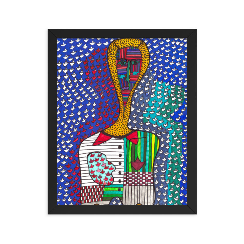Decision, 2023, mixed media on framed paper print
