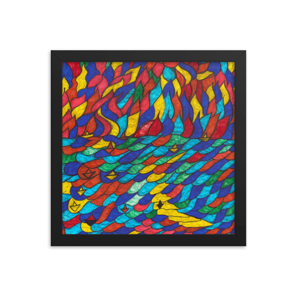 Sunrise, 2023, mixed media on framed paper print