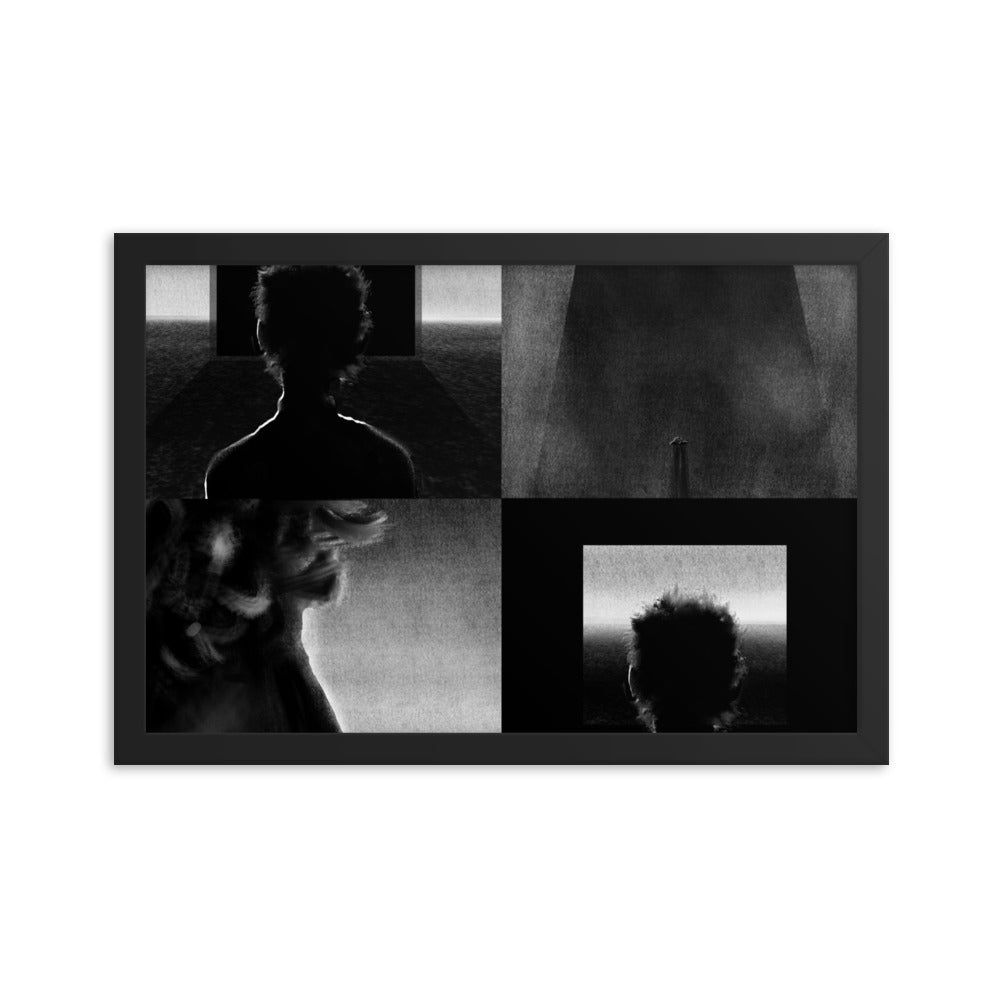 Alternate Ending, 2023, digital illustration on framed paper print