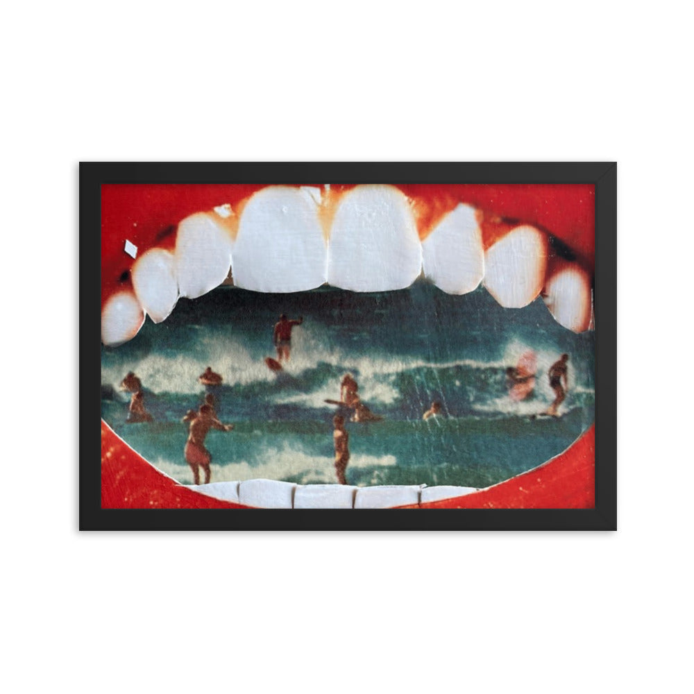 Wet Lips, 2023, analog assemblage on framed paper print
