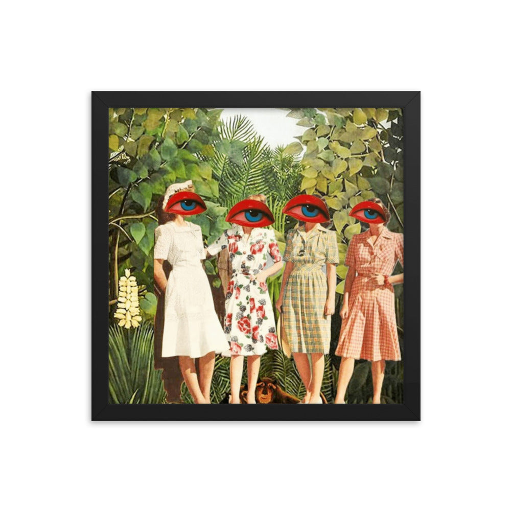 Lip Service, 2023, analog assemblage on framed paper print